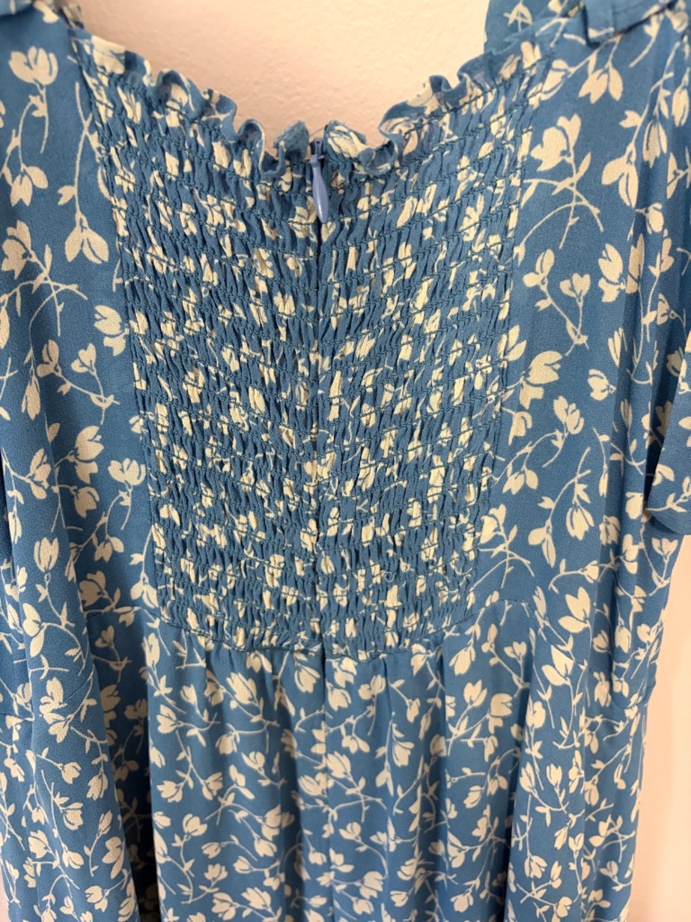 Reformation Blue Floral Tie-Shoulder Midi Dress - Picture 8 of 8